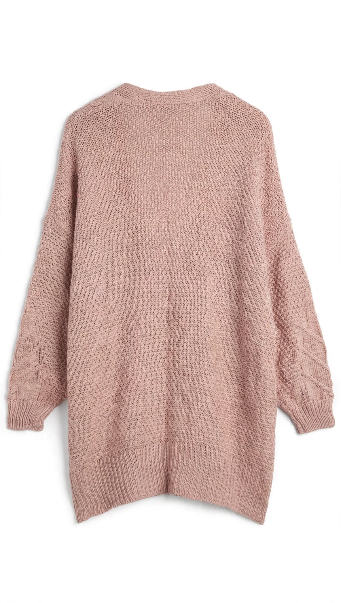 SHEIN Dusty Pink Open-Knit Cable Cardigan (Size S)