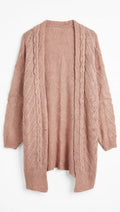 SHEIN Dusty Pink Open-Knit Cable Cardigan (Size S)