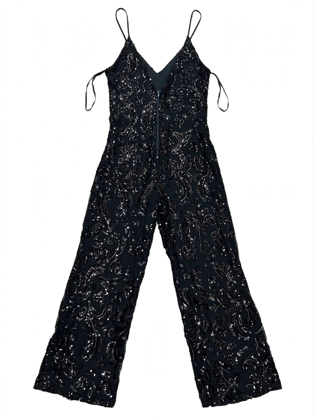 Windsor Black Sequin Spaghetti-Strap Wide-Leg Jumpsuit