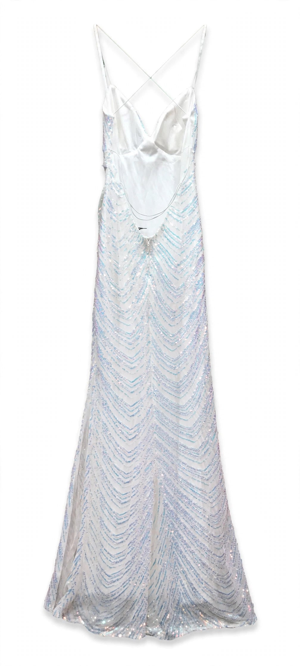 Windsor White Iridescent Sequin Spaghetti-Strap Maxi Dress