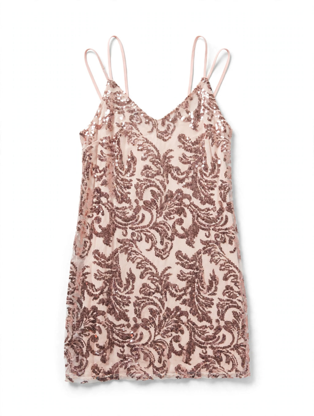 Xhilaration Blush Pink Sequin Paisley Mini Dress (Size M)