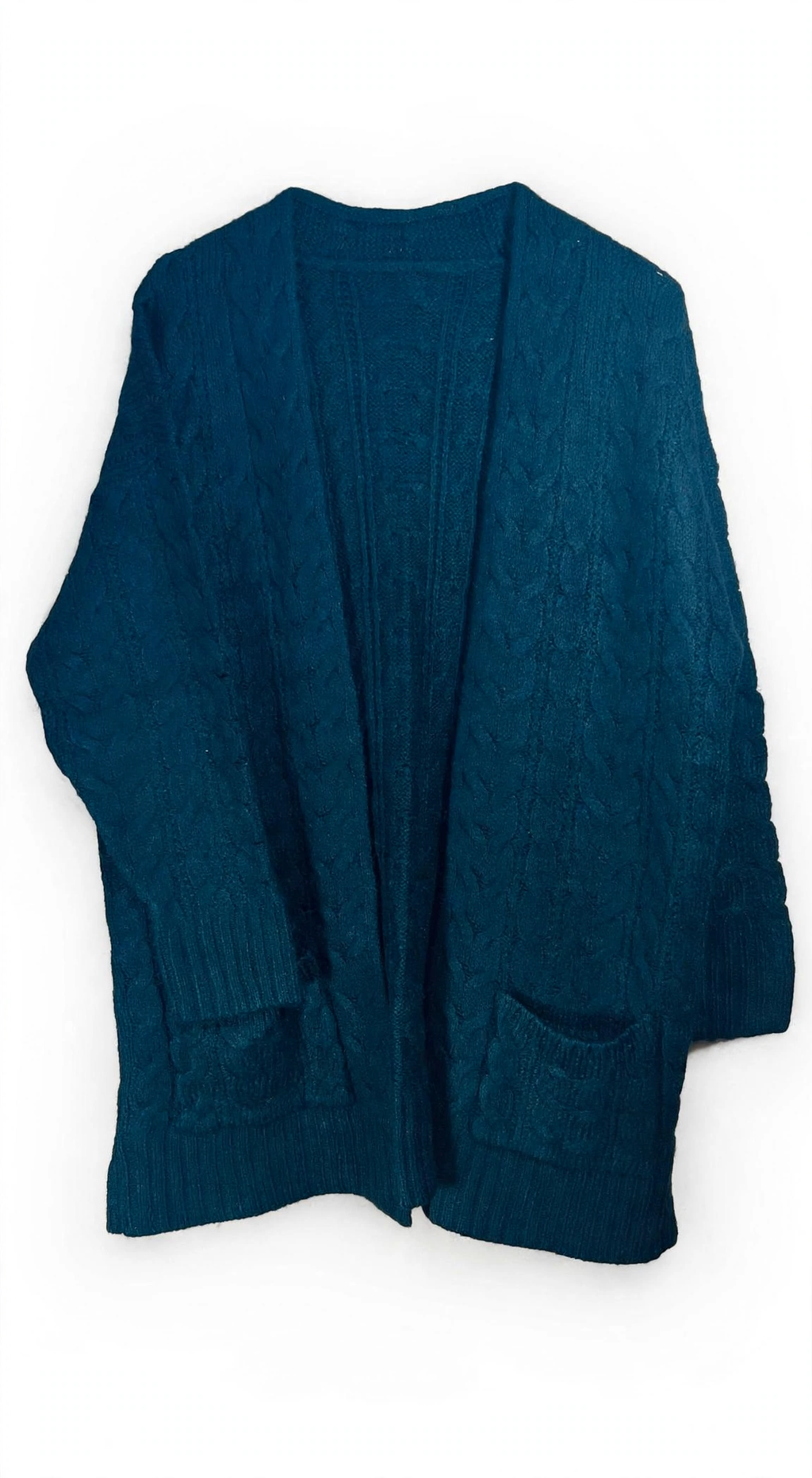 NEXT Dark Teal Cable Knit Cardigan with Pockets (Size M)