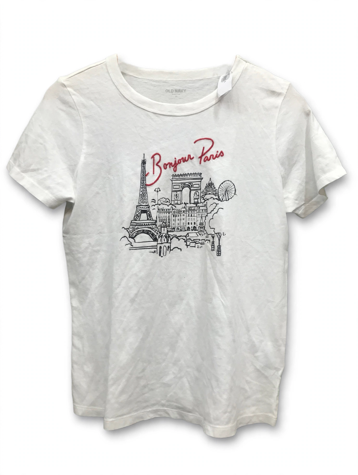 Old Navy Bonjour Paris Graphic T-Shirt – White (Size XS)