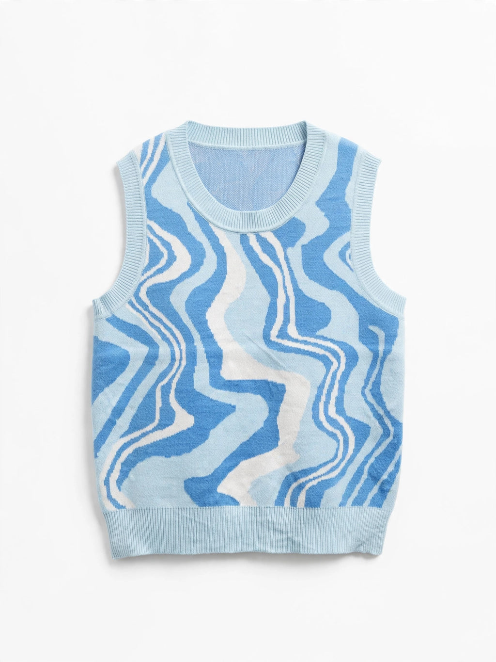 Willow & Wind Blue Abstract Wave Knit Sweater Vest (Size M)