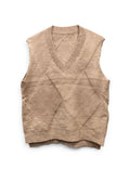 EXQUISS'S Paris Tan Argyle Knit Sweater Vest (Size M/L)