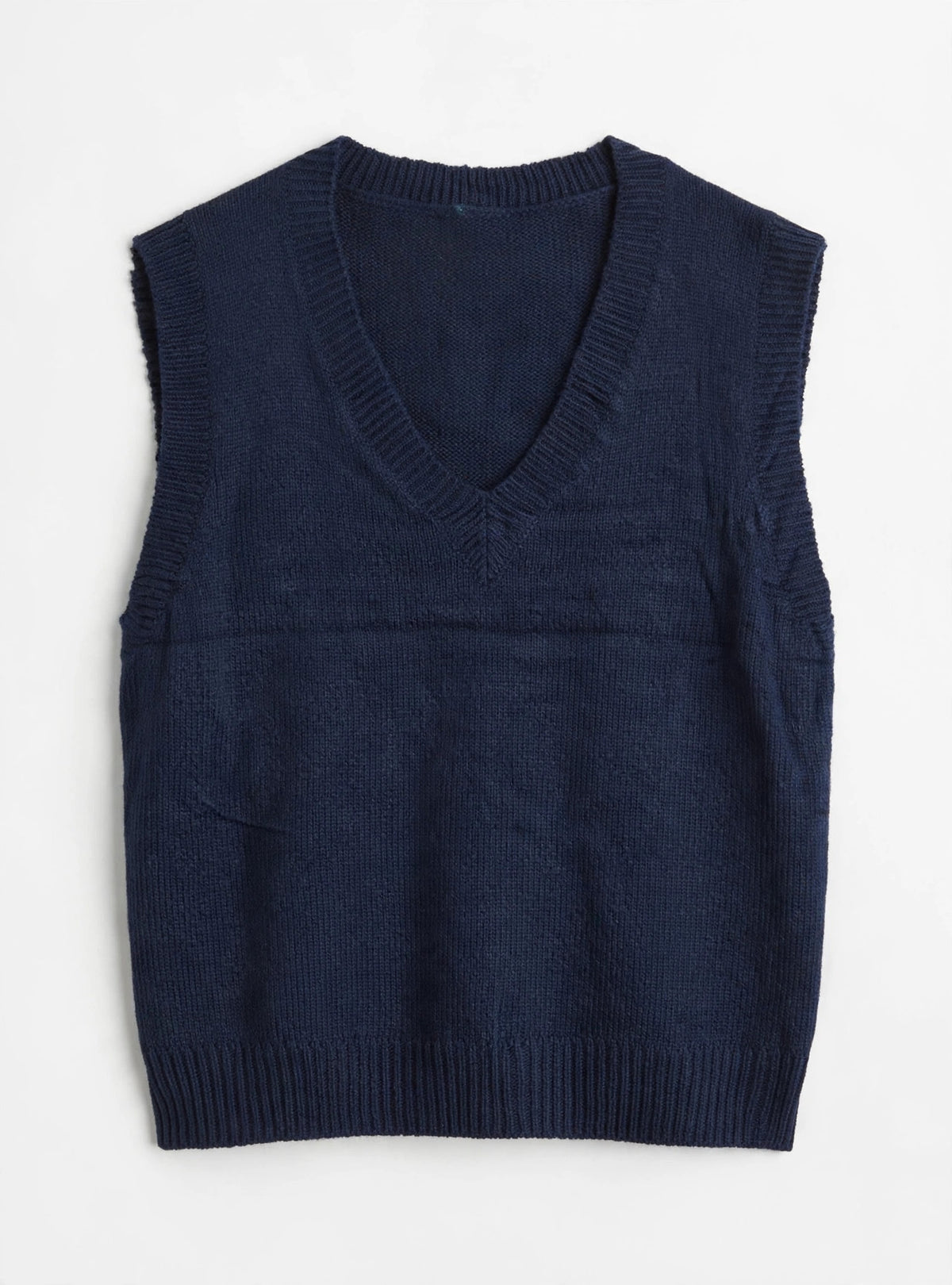 SHEIN Navy Blue Knit Sweater Vest (Size L)