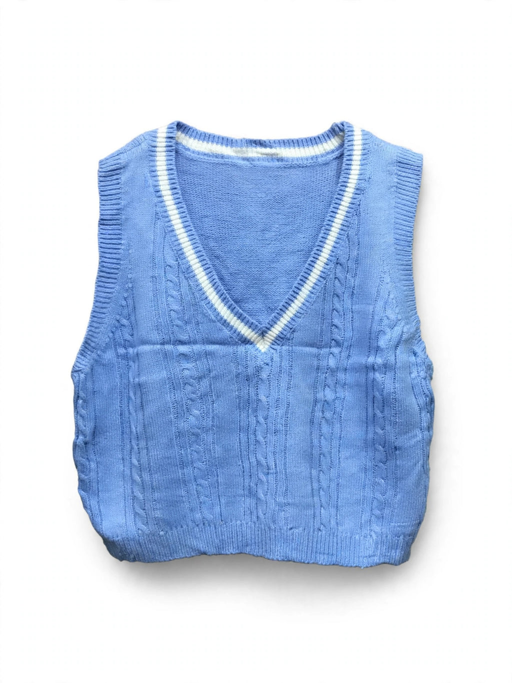 Garage Light Blue Cable-Knit Sweater Vest (Size M)