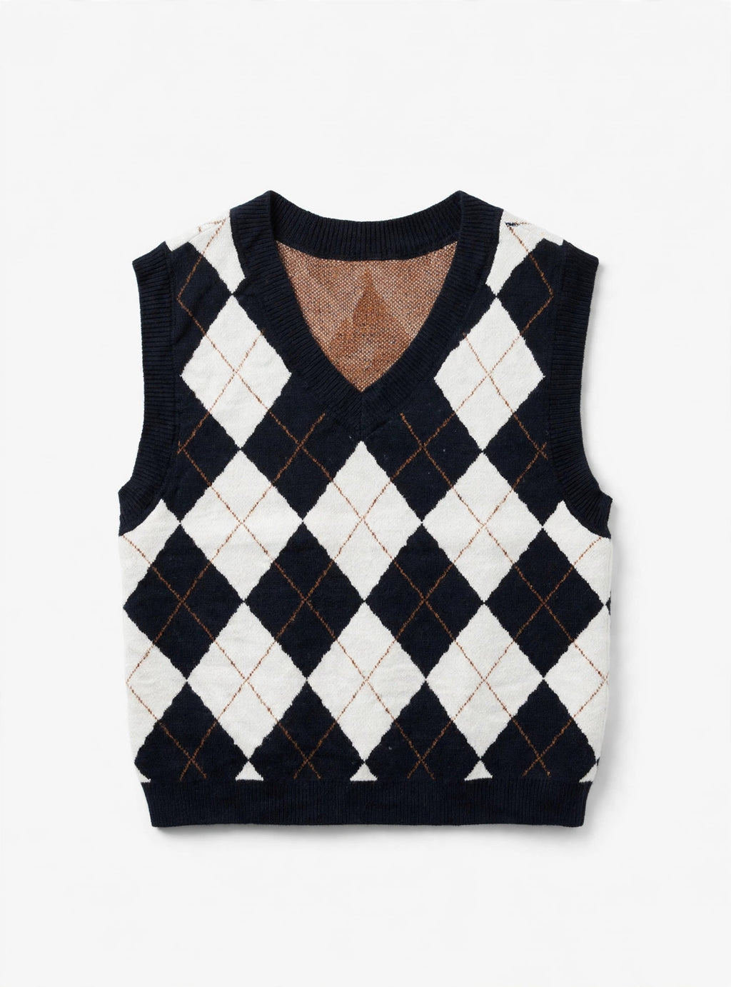 SO Navy/White Argyle Knit Sweater Vest (Size L)