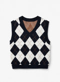 SO Navy/White Argyle Knit Sweater Vest (Size L)