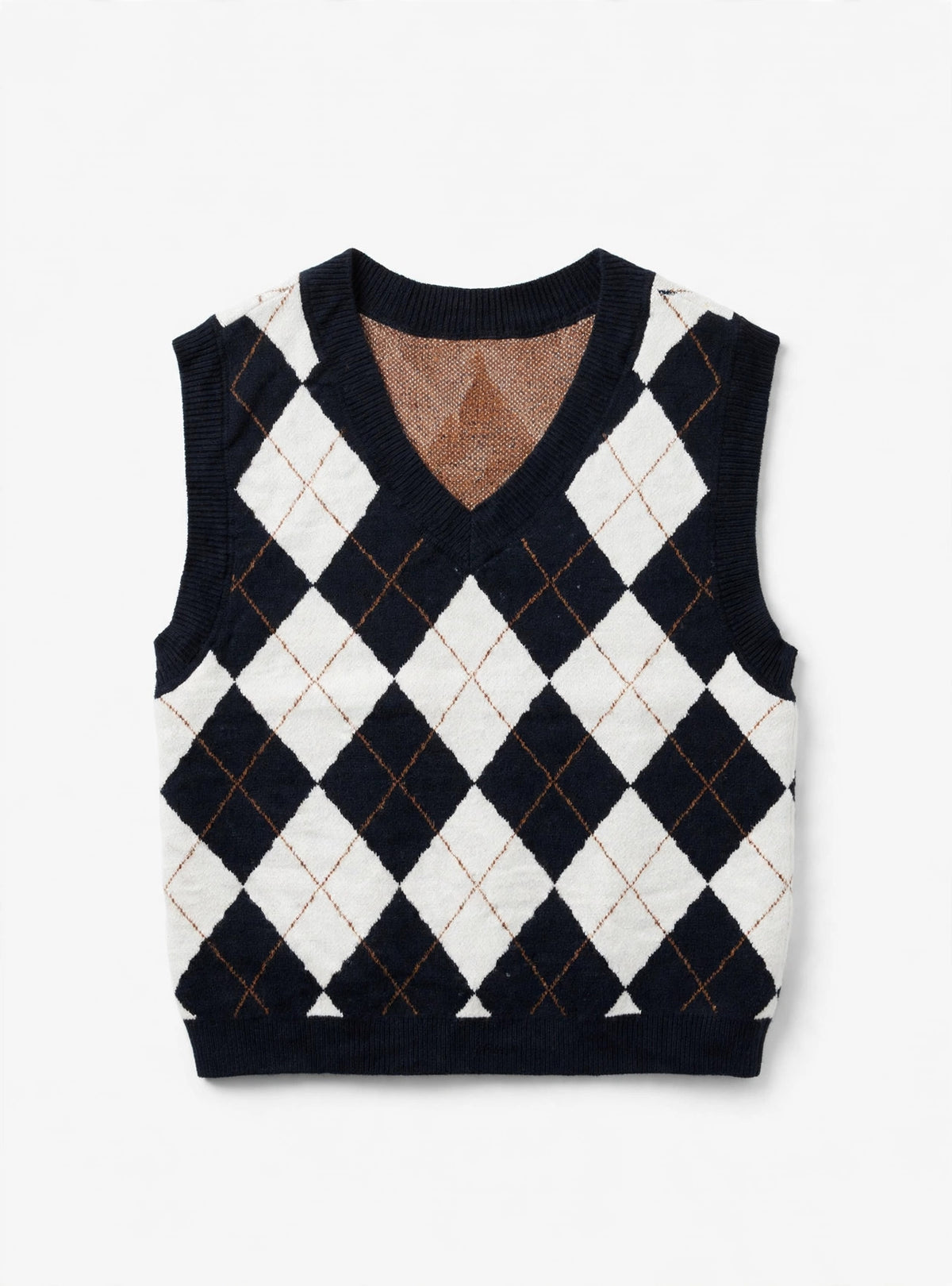 SO Navy/White Argyle Knit Sweater Vest (Size L)