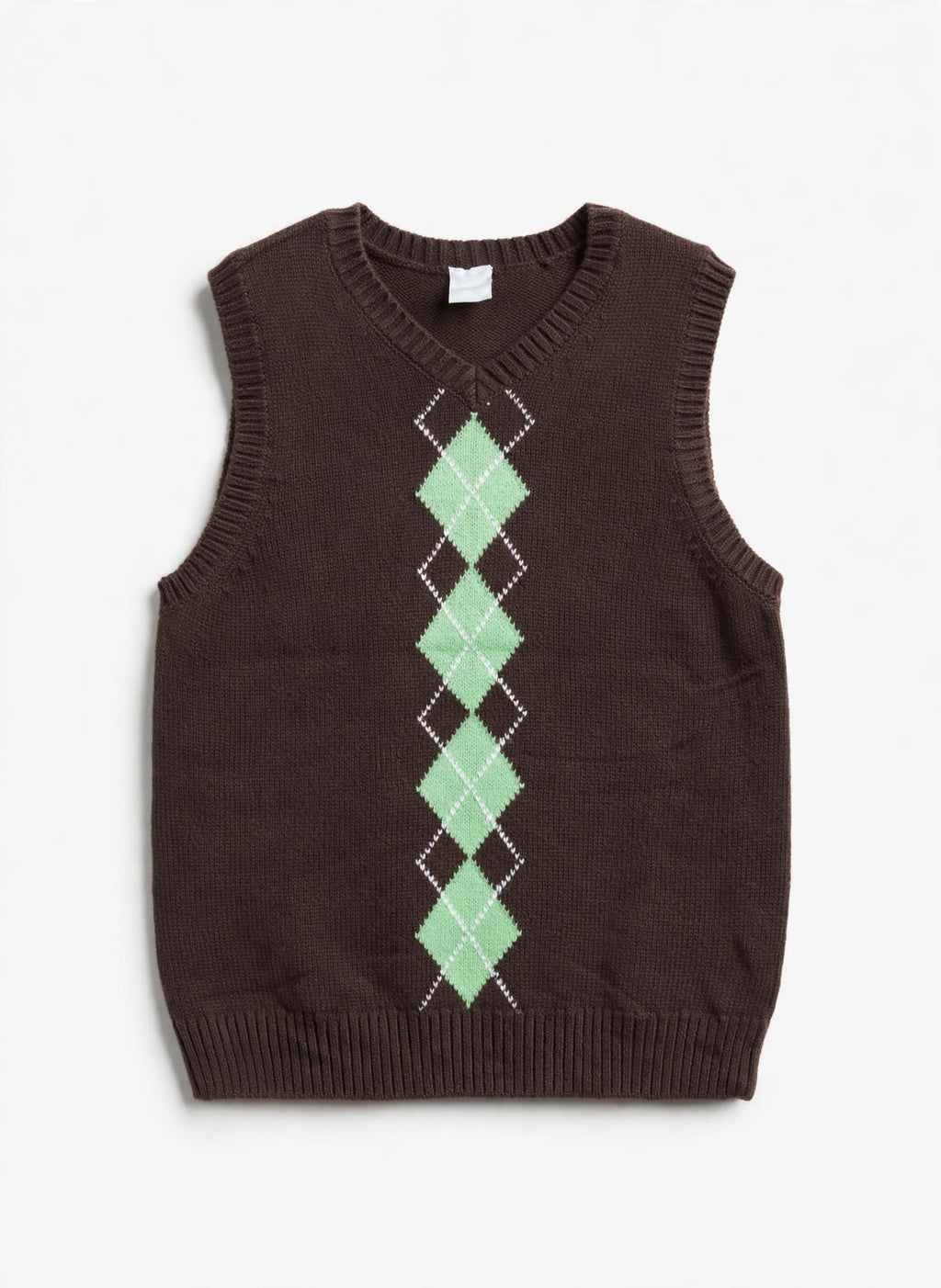Gymboree Kids Brown/Green Argyle Knit Sweater Vest (Size M 7-8)