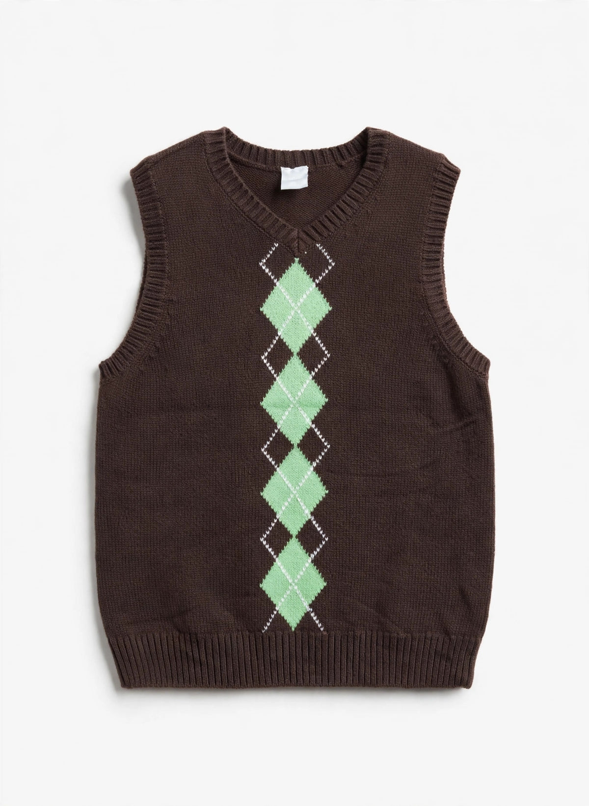 Gymboree Kids Brown/Green Argyle Knit Sweater Vest (Size M 7-8)