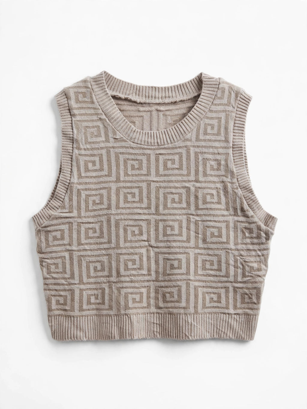 debut Beige Greek Key Knit Sweater Vest (One Size)