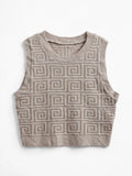 debut Beige Greek Key Knit Sweater Vest (One Size)