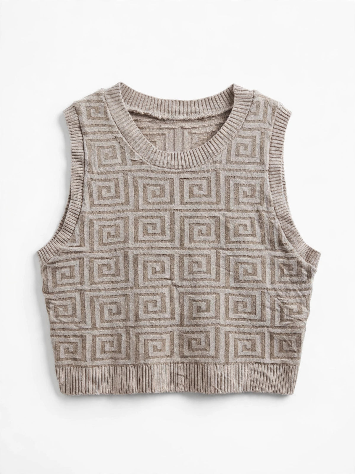debut Beige Greek Key Knit Sweater Vest (One Size)