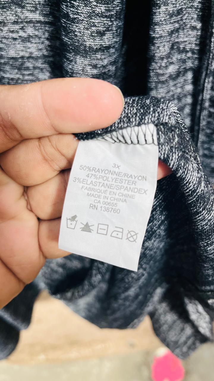 Grey Marle Long Pocket Cardigan with Open Front (Size 3X)