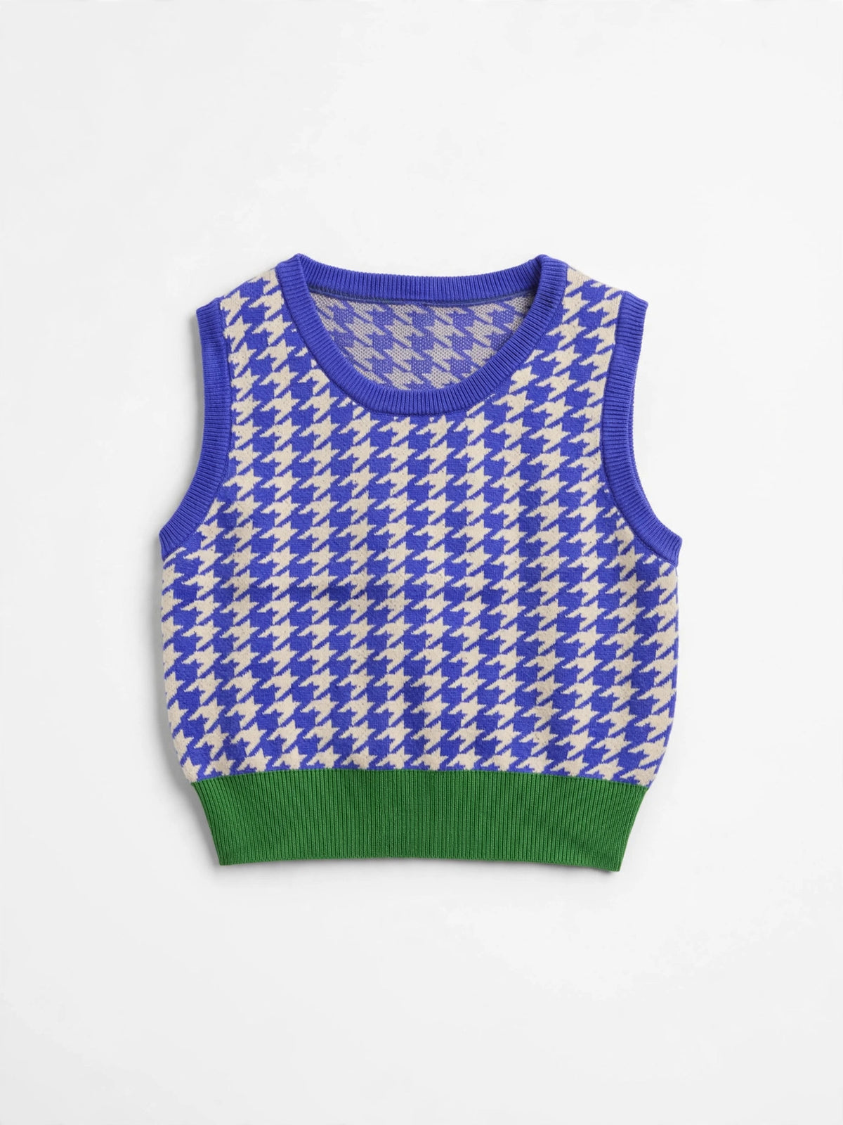 SHEIN Purple/White Houndstooth Knit Sweater Vest