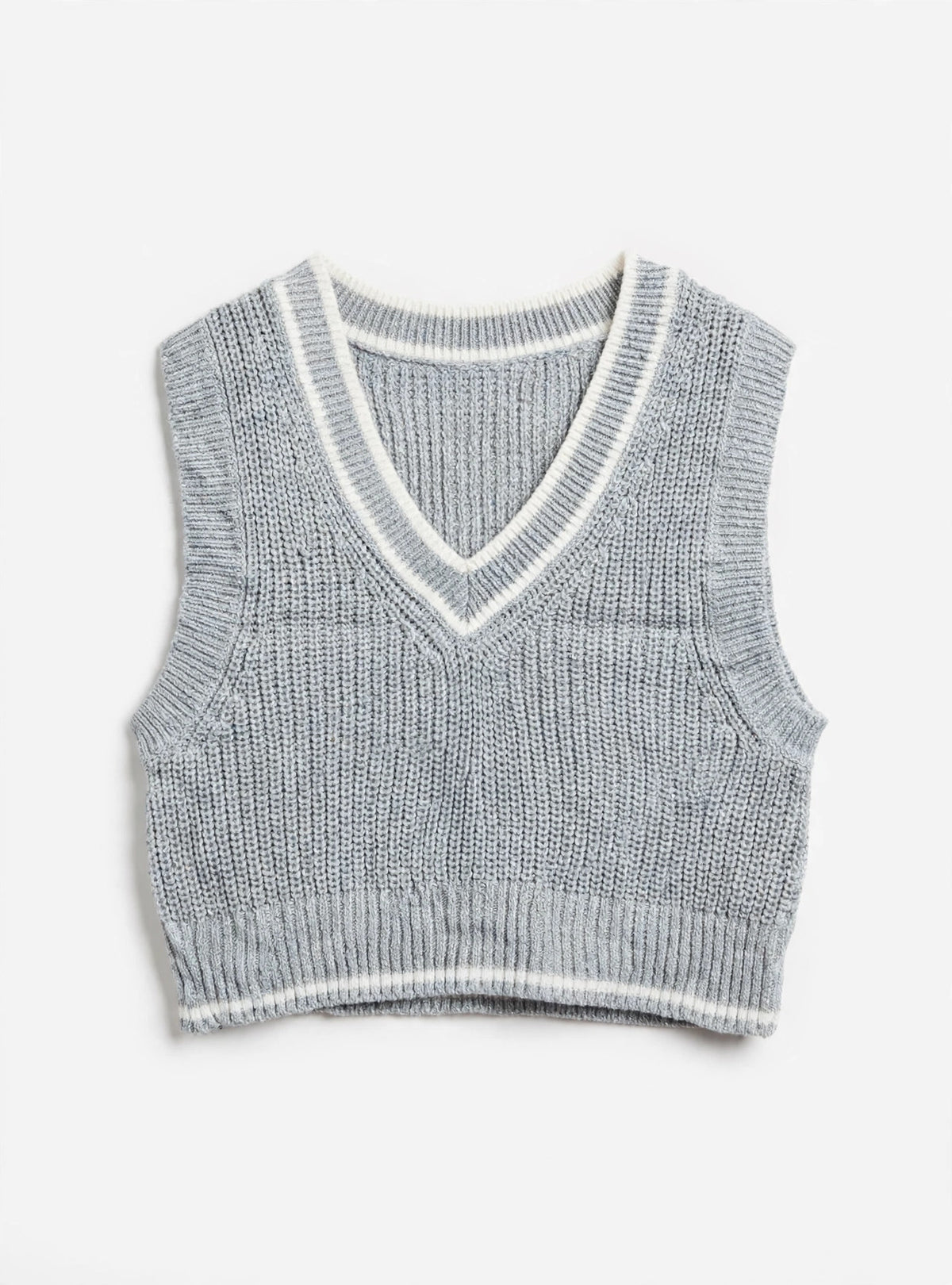 H&M Divided Light Grey/White Striped Knit Sweater Vest (Size S)