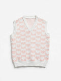 MAK Kids Pink/White Heart Knit Sweater Vest (Size 8-9)