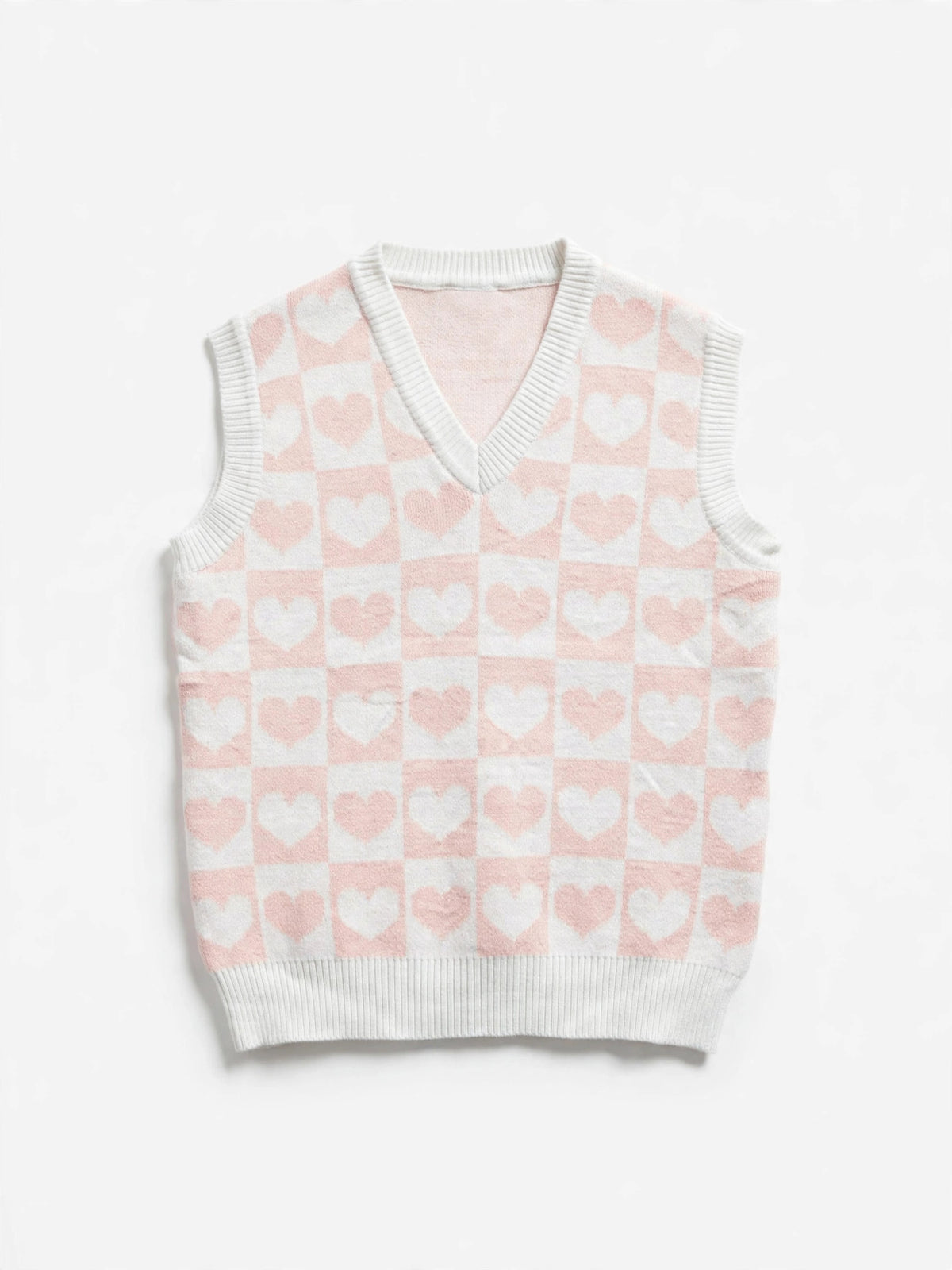 MAK Kids Pink/White Heart Knit Sweater Vest (Size 8-9)