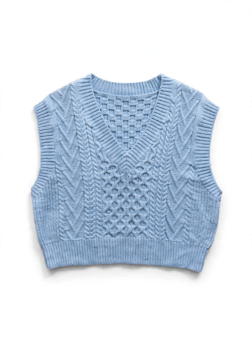 Babaton Light Blue Cable-Knit Sweater Vest (Size S)