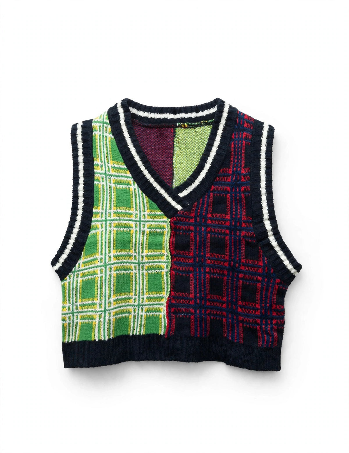 Runway Multicolor Plaid Knit Sweater Vest (Size M)