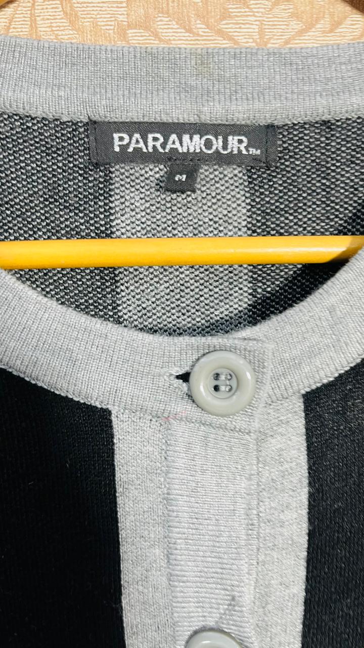 Paramour Black and Grey Colorblock Button Cardigan with Pockets (Size M)