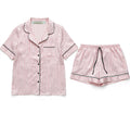 F&F pink stripe satin pyjama set – shirt and shorts with original brand label