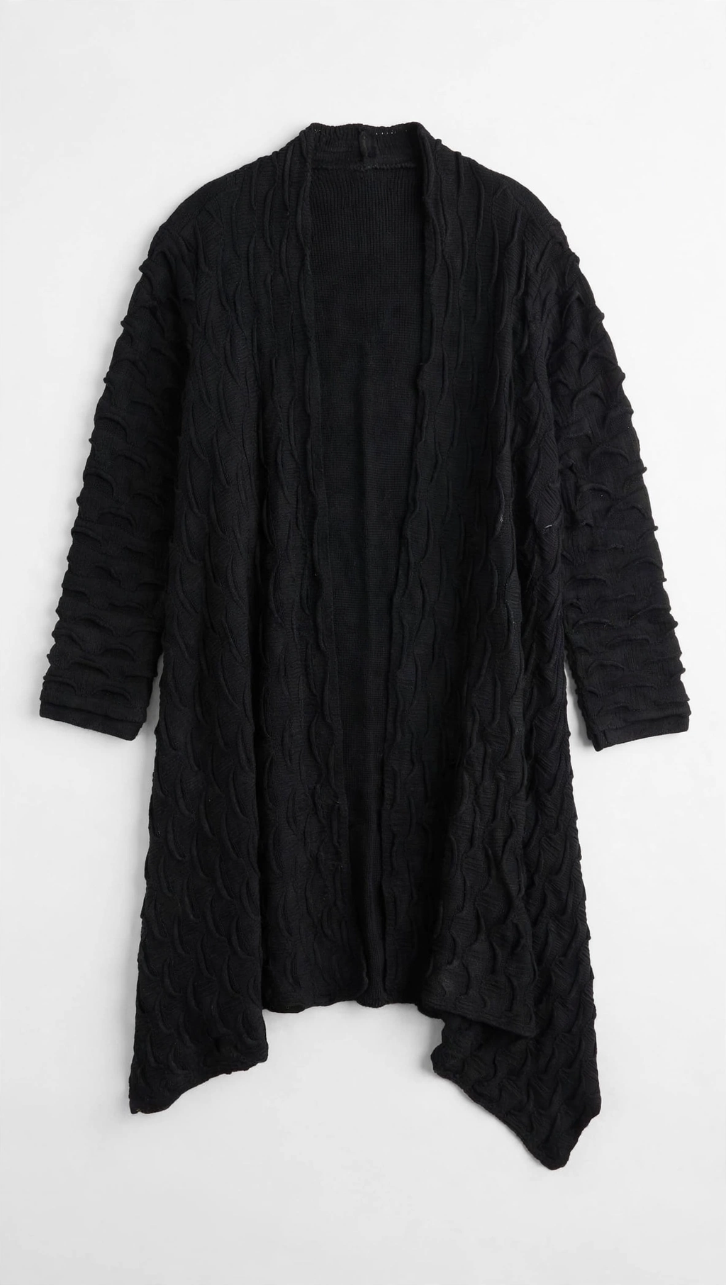 Roman Originals Black Cable-Knit Waterfall Cardigan (Size M)