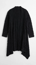 Roman Originals Black Cable-Knit Waterfall Cardigan (Size M)