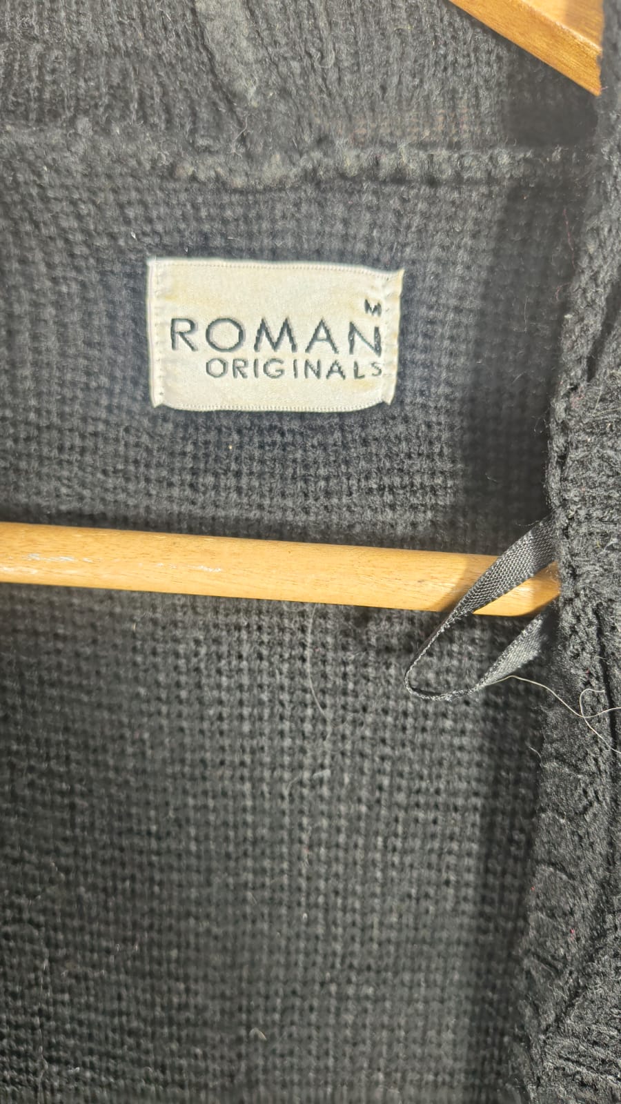 Roman Originals Black Cable-Knit Waterfall Cardigan (Size M)