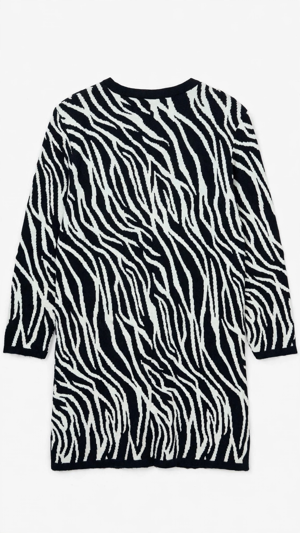 Sag Harbor Black & White Zebra-Stripe Knit Cardigan (Size XL)