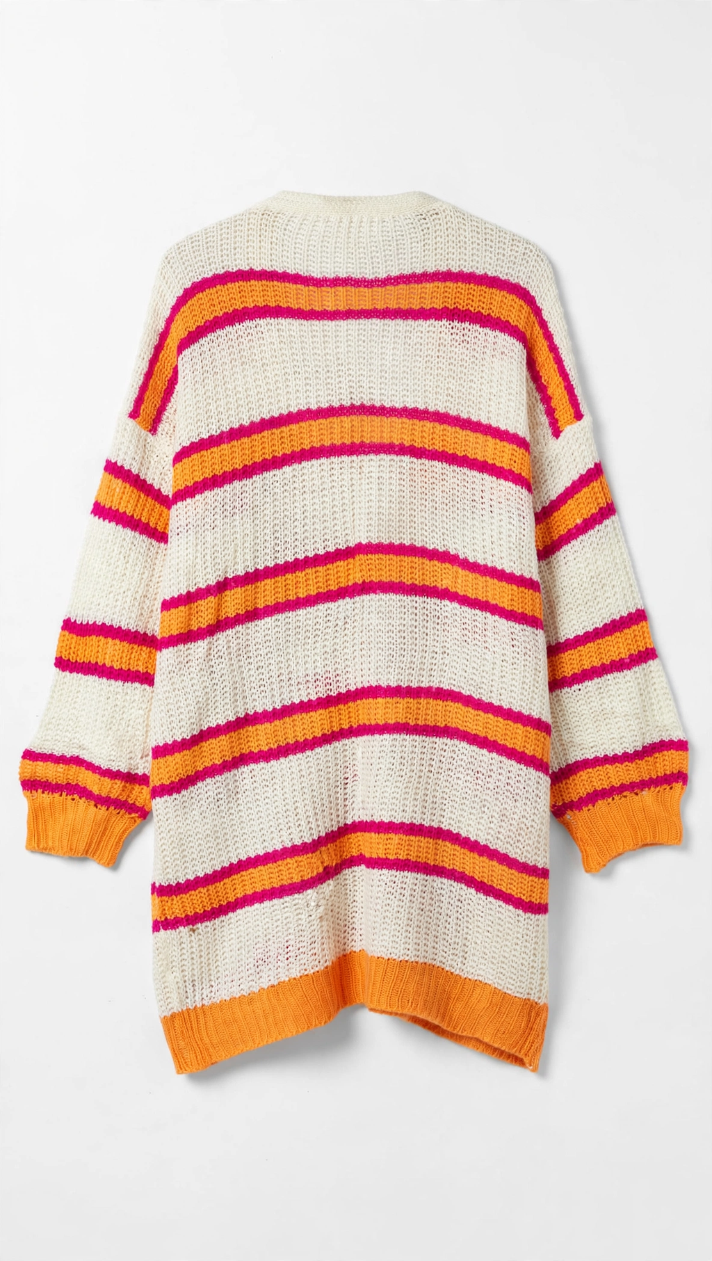 SHEIN Curve Cream Striped Open-Front Cardigan (Size 1XL)