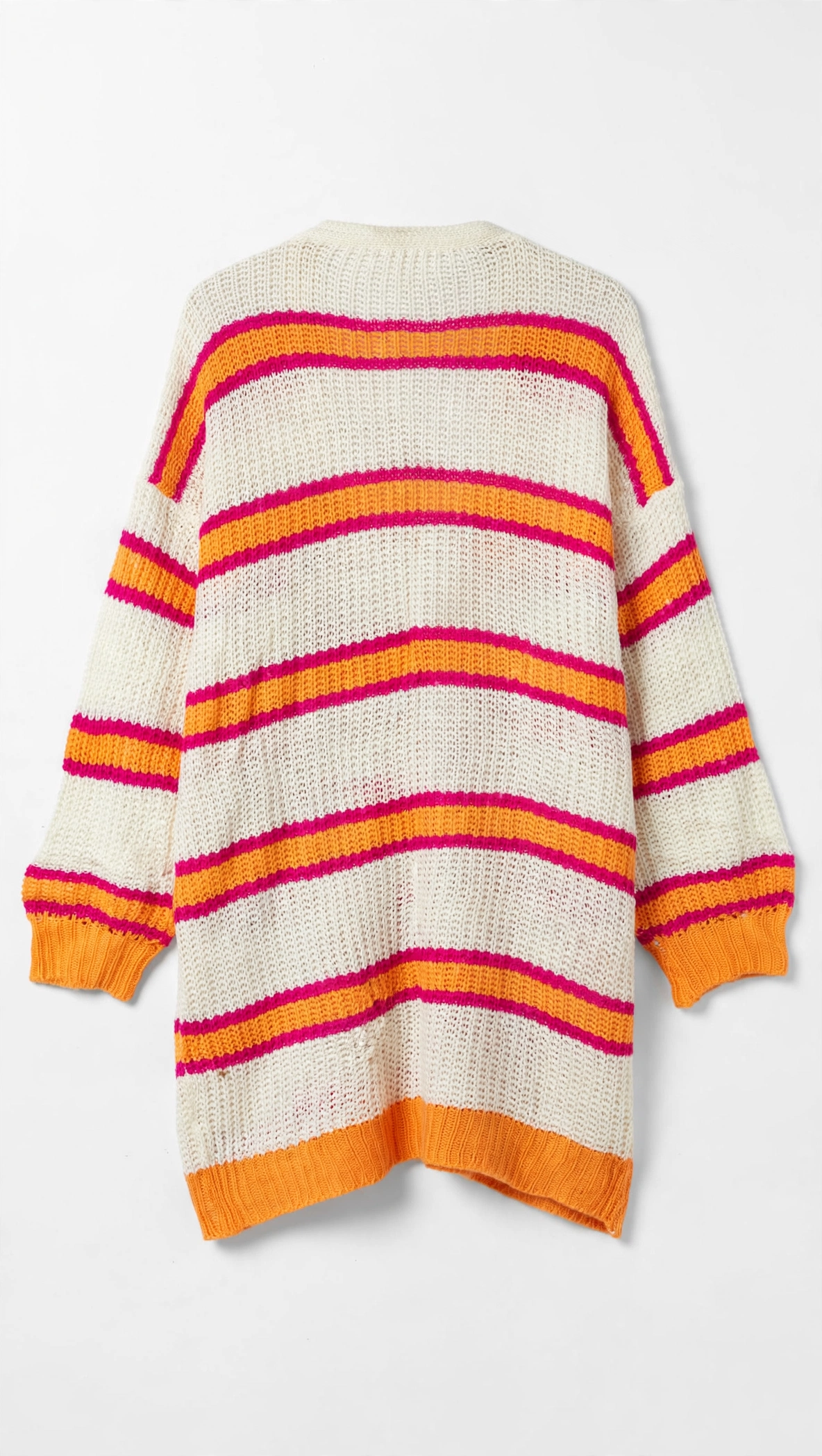 SHEIN Curve Cream Striped Open-Front Cardigan (Size 1XL)
