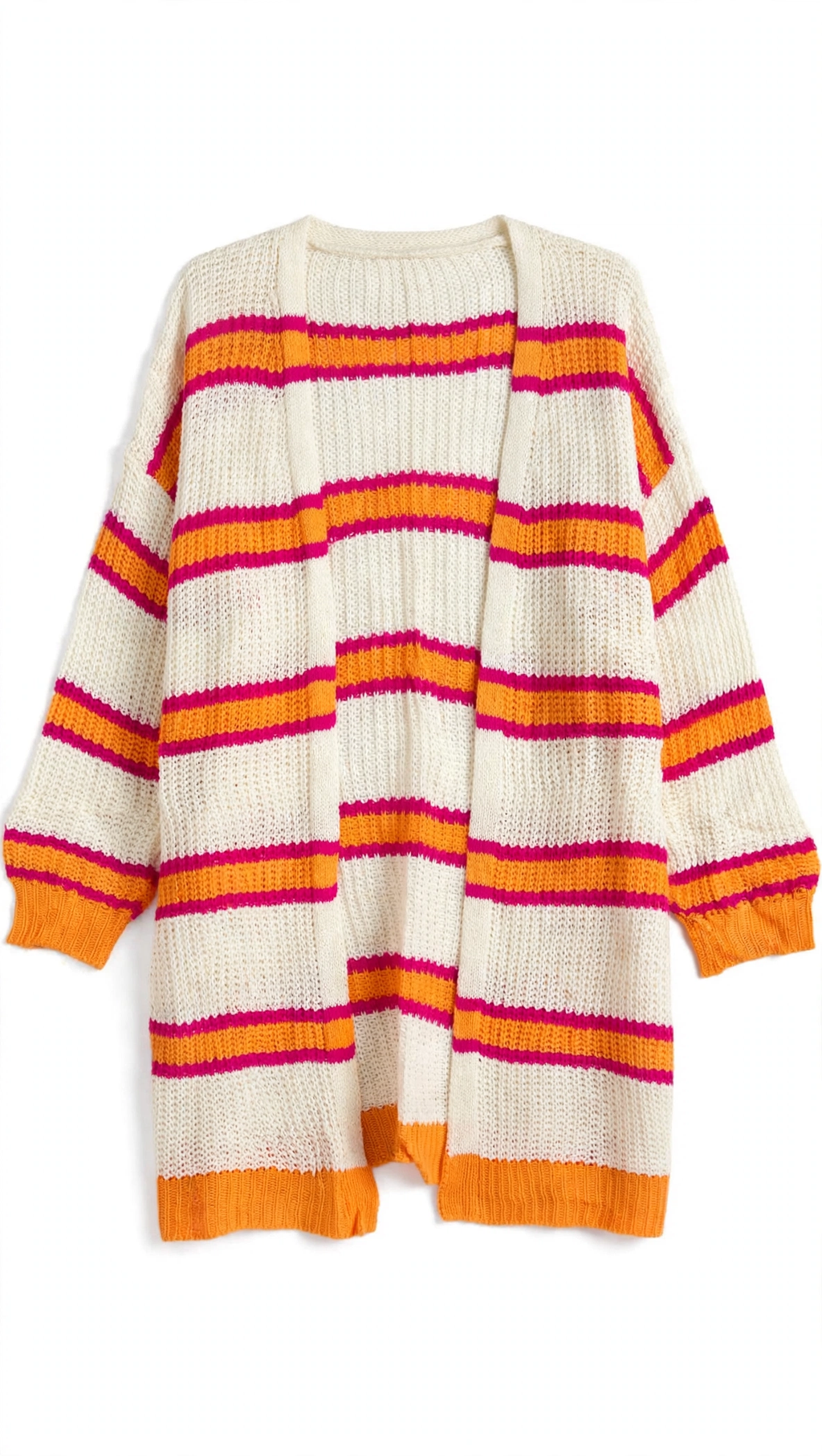 SHEIN Curve Cream Striped Open-Front Cardigan (Size 1XL)