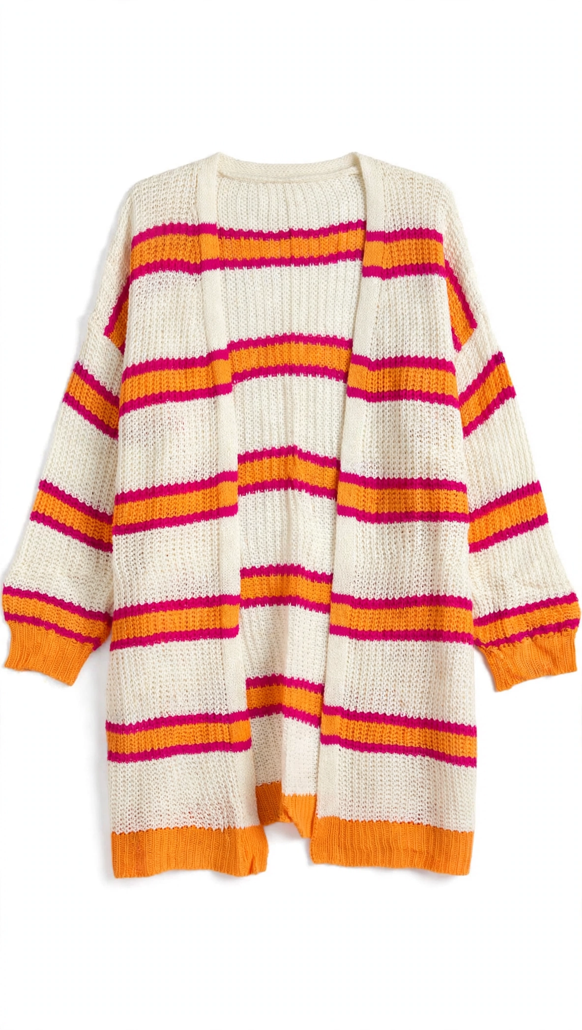 SHEIN Curve Cream Striped Open-Front Cardigan (Size 1XL)