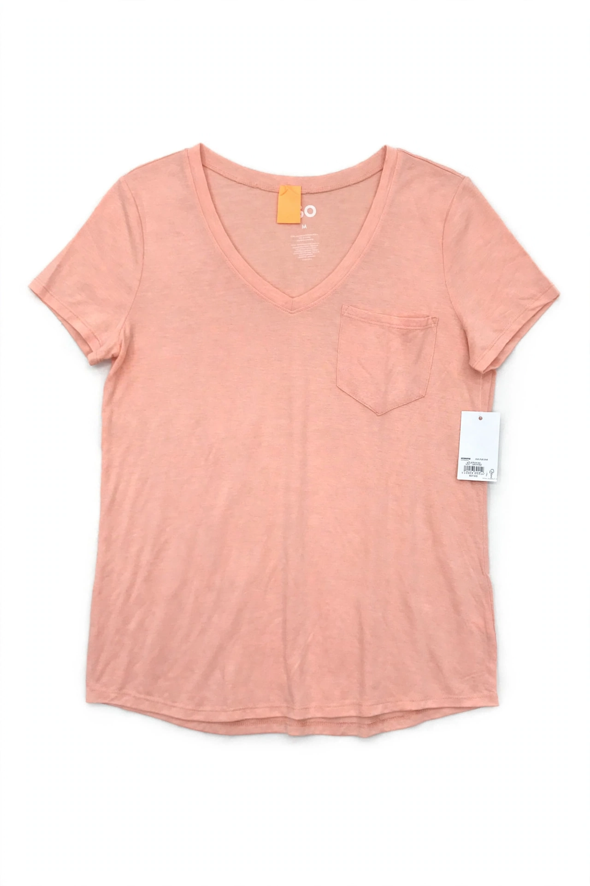 SO V-Neck Pocket T-Shirt – Peach (Size M)