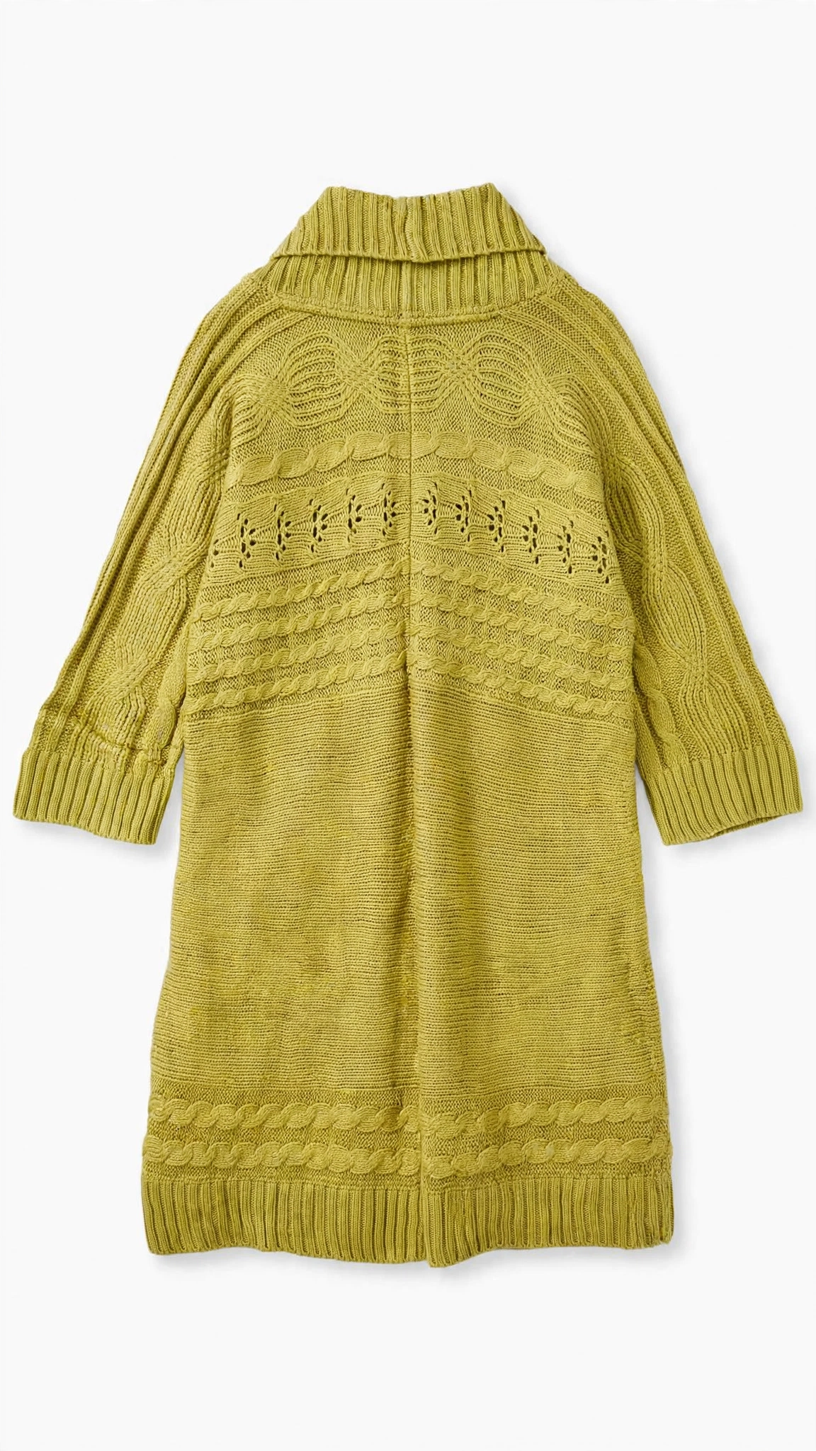 Sonoma Chartreuse Cable-Knit Cardigan with Button (Size XL)
