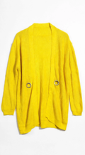 Stradivarius Yellow Knit Cardigan with Ring Details (Size M)