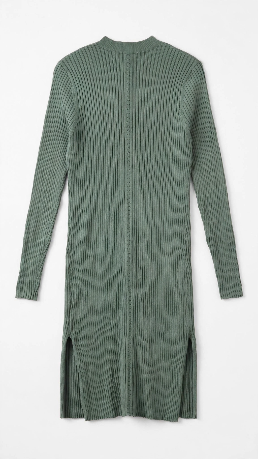 Time and Tru Sage Green Ribbed Longline Cardigan (Size L 12-14)
