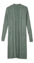 Time and Tru Sage Green Ribbed Longline Cardigan (Size L 12-14)