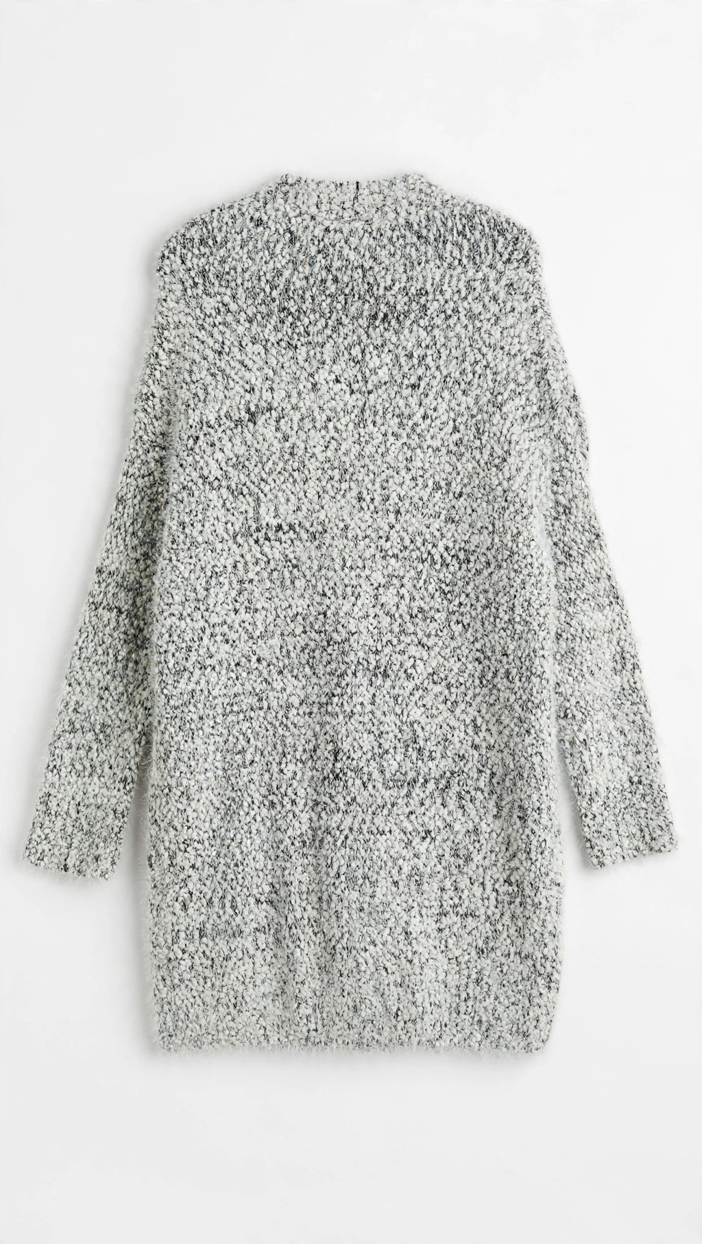 Verte Black and White Marled Fuzzy Cardigan with Pockets (Size M/L)