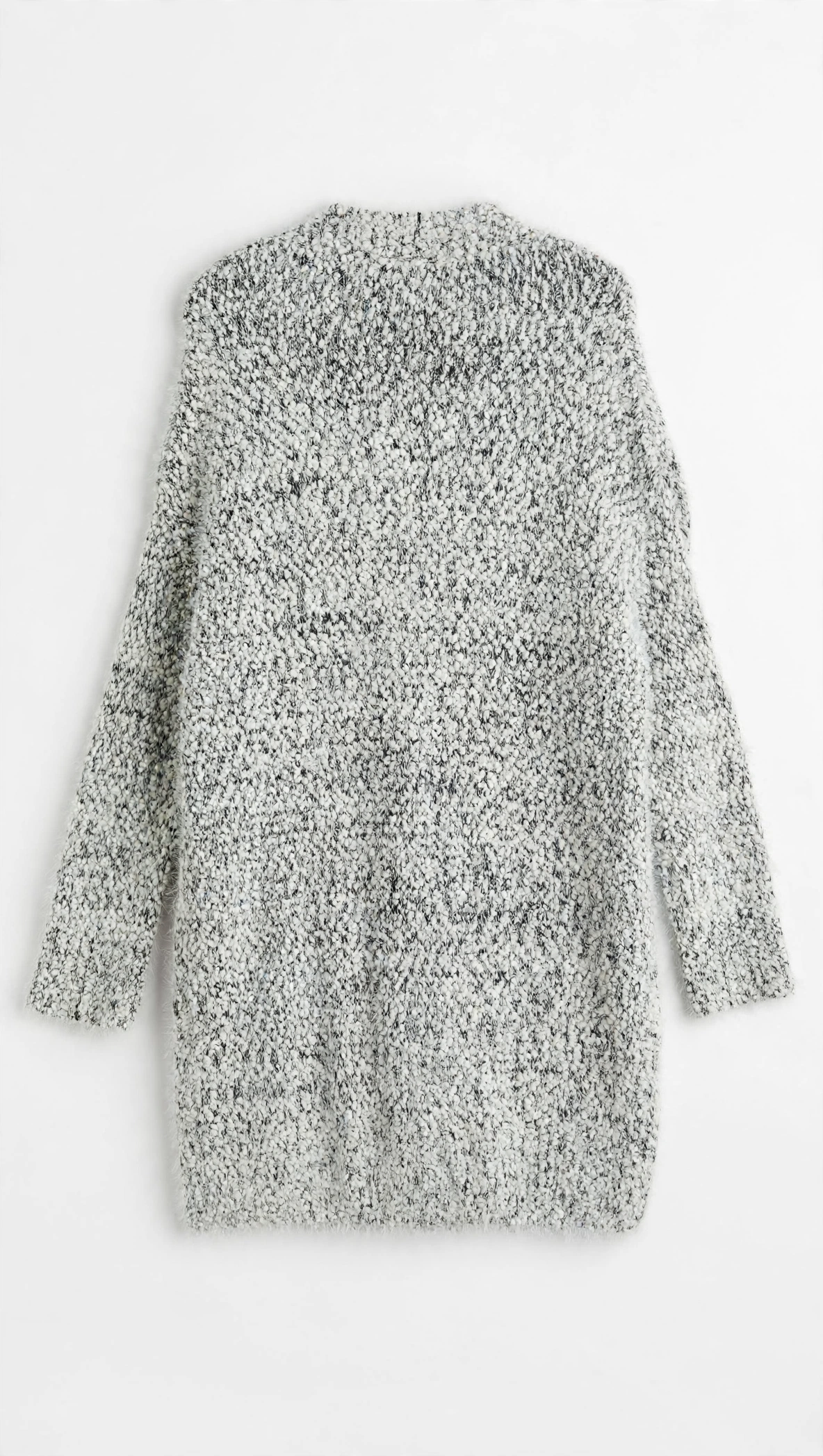 Verte Black and White Marled Fuzzy Cardigan with Pockets (Size M/L)