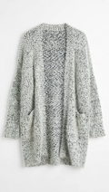 Verte Black and White Marled Fuzzy Cardigan with Pockets (Size M/L)