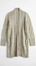 Wallis Oatmeal Beige Ribbed Knit Pocket Cardigan (Size S)