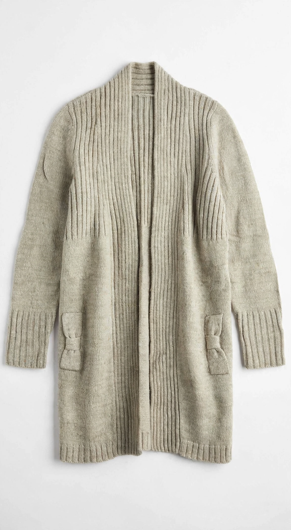 Wallis Oatmeal Beige Ribbed Knit Pocket Cardigan (Size S)