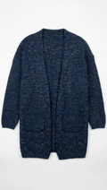 Yumi Knitwear Navy Speckled Cardigan with Pockets (Size M/L)