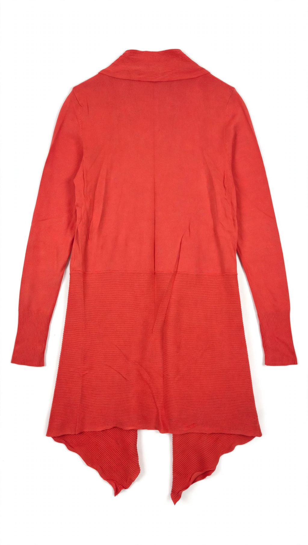 ZARA Coral Waterfall Cardigan with Draped Hem (Size L)
