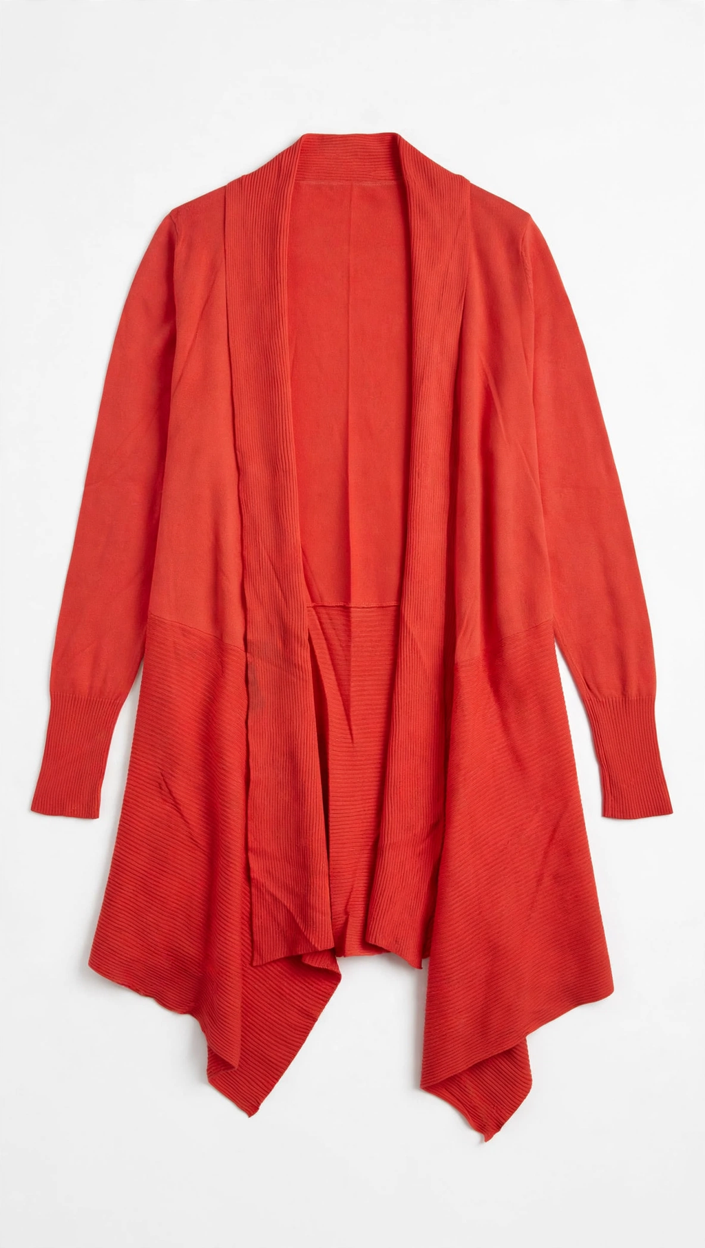 ZARA Coral Waterfall Cardigan with Draped Hem (Size L)