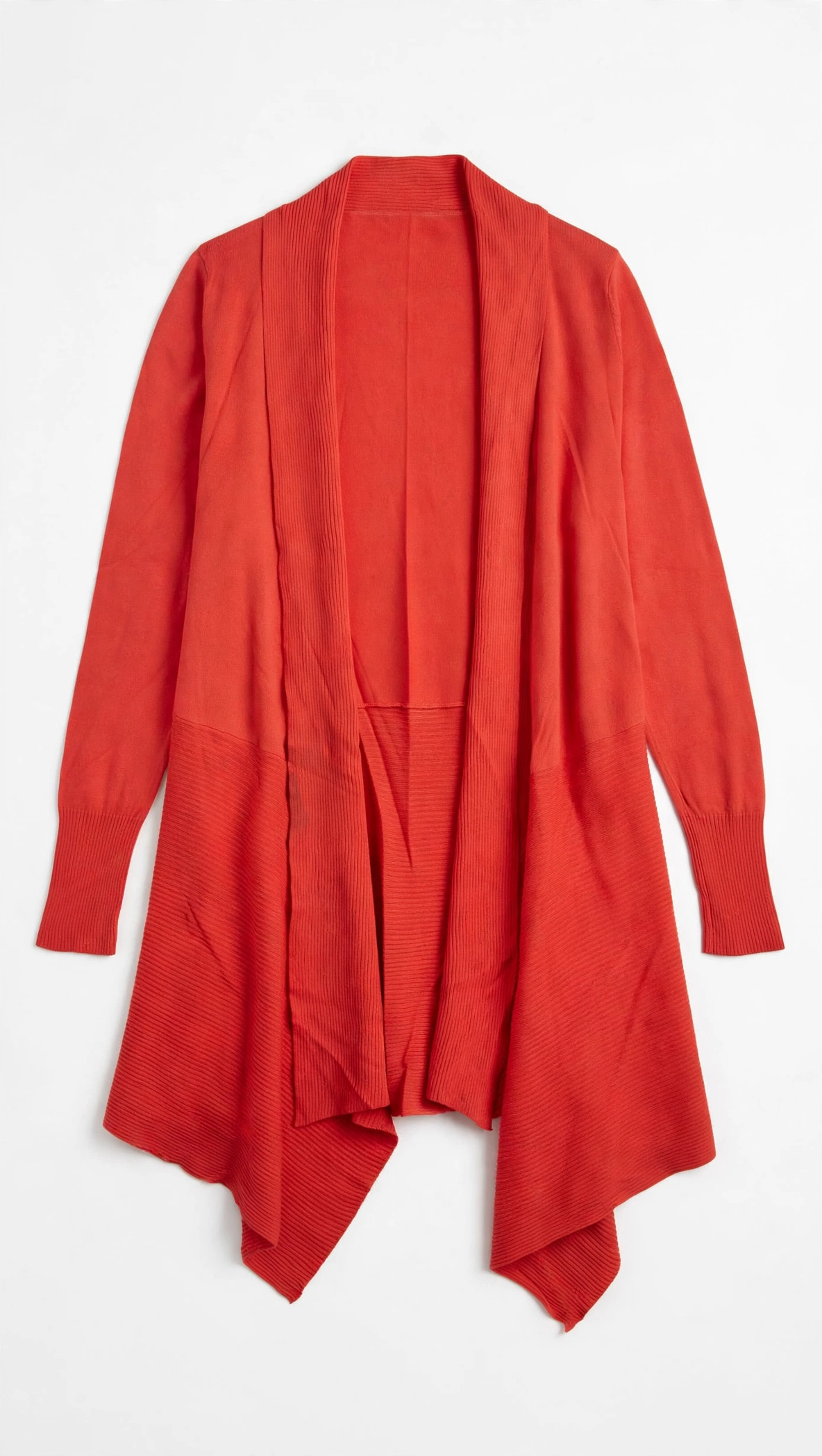 ZARA Coral Waterfall Cardigan with Draped Hem (Size L)